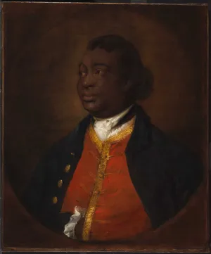 oil painting of man red vest and blue overcoat