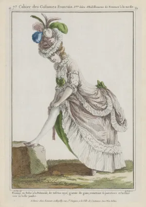Fashion plate showing a woman in a Robe à la Polonaise.