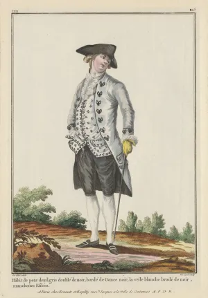 Fashion plate showing a man in a white jacket and black breeches.