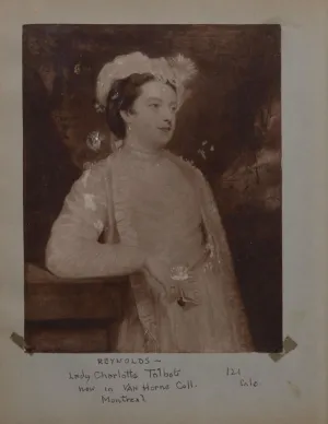 scrapbook page with photograph of Lady Charlotte Talbot painting and caption