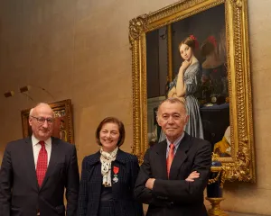 French Ambassador Philippe Étienne, Frick Board of Trustees Chair Betty Eveillard, and Jean-Marie Eveillard