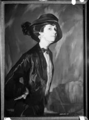 Photograph of a painting of a woman in a hat
