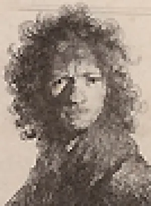 etching of Rembrandt's self-portrait, circa 1658