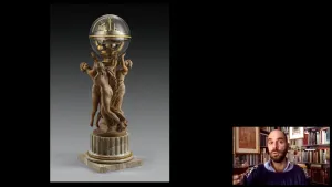 video still of Xavier Salomon and clock sculpture