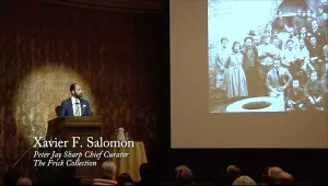 photo of Xavier Solomon giving lecture at The Frick Collection