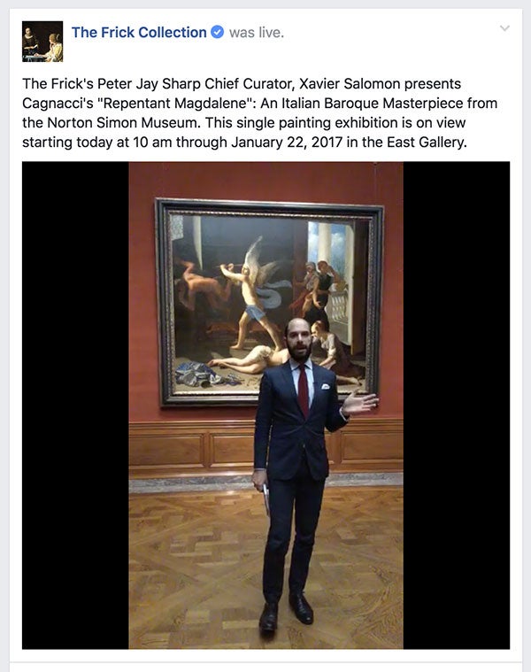 Xavier Salomon presented Cagnacci's "Repentant Magdalene" in a video on Facebook the morning  of the opening. 